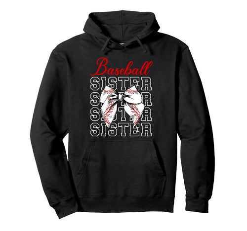 Baseball Sister Baseball Player Coquette Hoodie - Trendy Graphic Men Women - T-Shirt, Sweatshirt, Hoodie