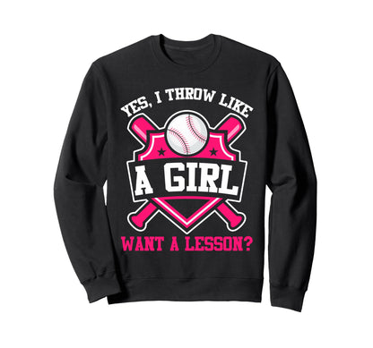 Pitcher Baseball Yes I Throw Like Sweatshirt - Minimalist Print Unisex - T-Shirt, Sweatshirt, Hoodie