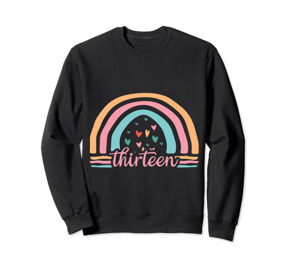 13Th Birthday Gift Rainbow Fan 13 Sweatshirt - Aesthetic Graphic Men Women - T-Shirt, Sweatshirt, Hoodie