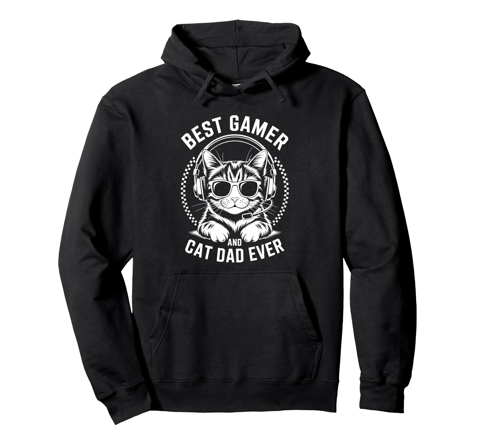 Best Gamer Cat Dad Ever Funny Gaming Hoodie - Aesthetic Graphic Men Women - T-Shirt, Sweatshirt, Hoodie