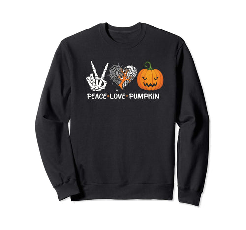 Halloween Peace Love Pumpkin Sweatshirt - Fun Novelty Design Men Women - T-Shirt, Sweatshirt, Hoodie