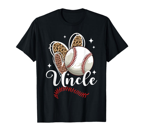 Baseball Uncle Funny Leopard Heart T-Shirt - Fun Novelty Design for Adults - T-Shirt, Sweatshirt, Hoodie
