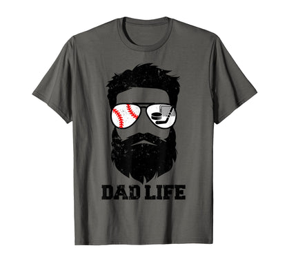 Baseball Hockey Dad Messy Hair Beard T-Shirt - Minimalist Print Unisex - T-Shirt, Sweatshirt, Hoodie