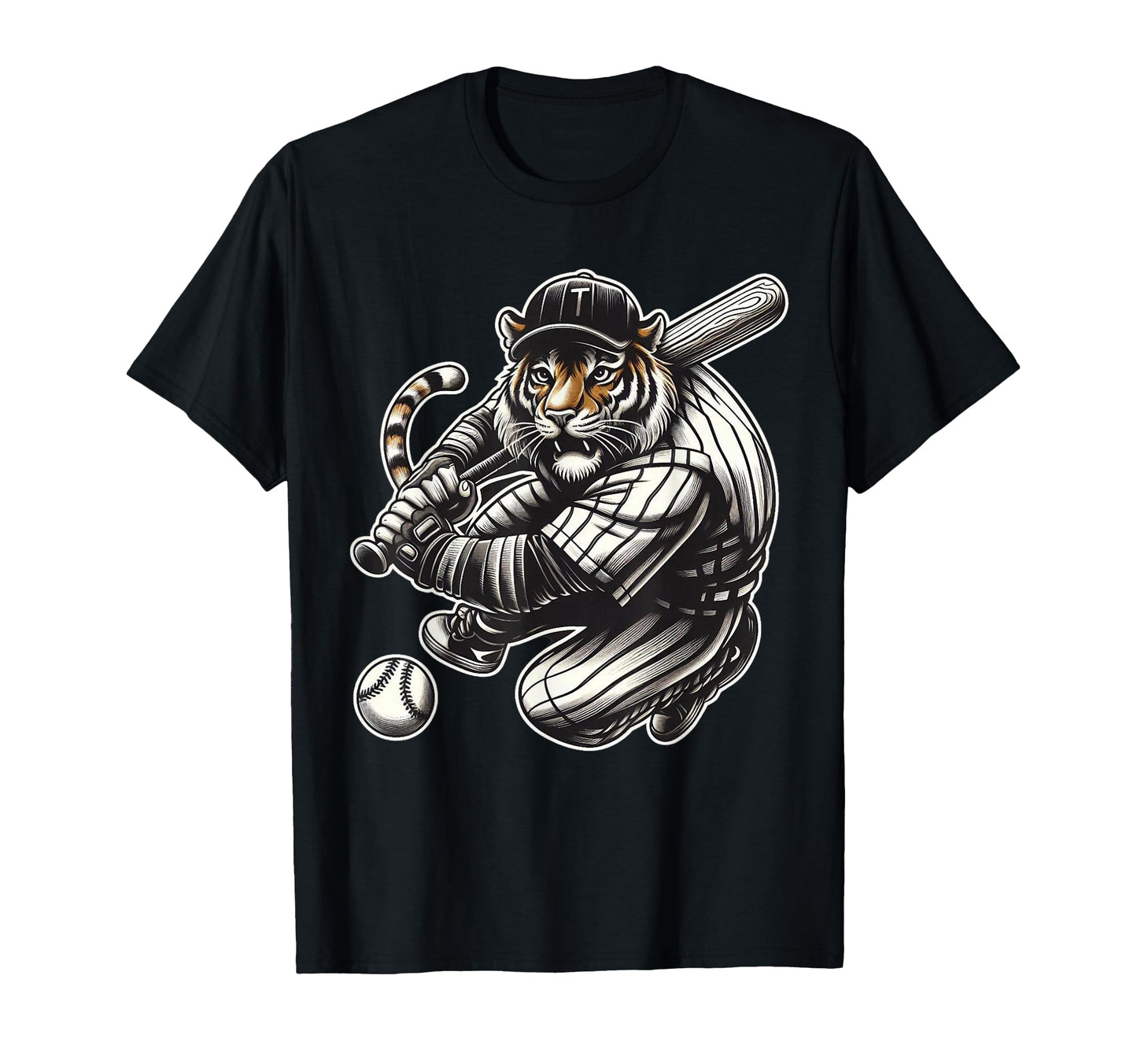 Funny Tiger Playing Baseball Baseball T-Shirt - Aesthetic Graphic Unisex - T-Shirt, Sweatshirt, Hoodie
