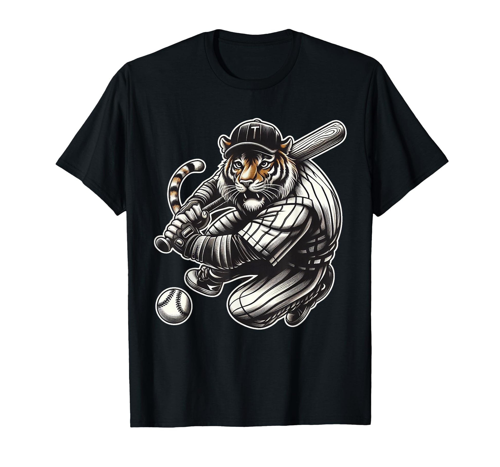 Funny Tiger Playing Baseball Baseball T-Shirt - Aesthetic Graphic Unisex - T-Shirt, Sweatshirt, Hoodie