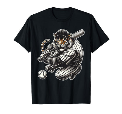 Funny Tiger Playing Baseball Baseball T-Shirt - Aesthetic Graphic Unisex - T-Shirt, Sweatshirt, Hoodie