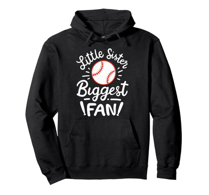 Baseball Little Sister Biggest Fan Hoodie - Minimalist Print Men Women - T-Shirt, Sweatshirt, Hoodie