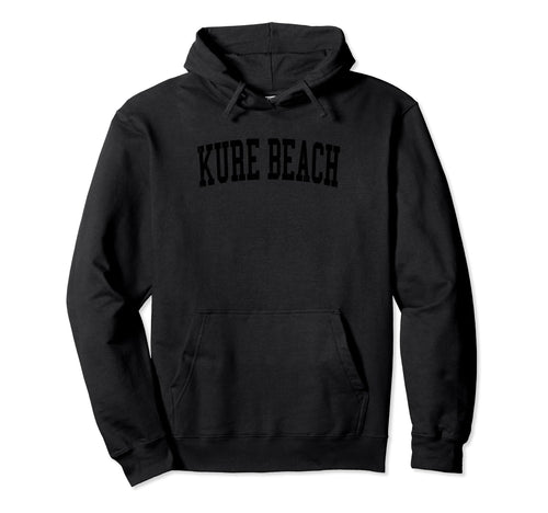 Kure Beach Distressed Black Varsity Hoodie - Fun Novelty Design Unisex - T-Shirt, Sweatshirt, Hoodie