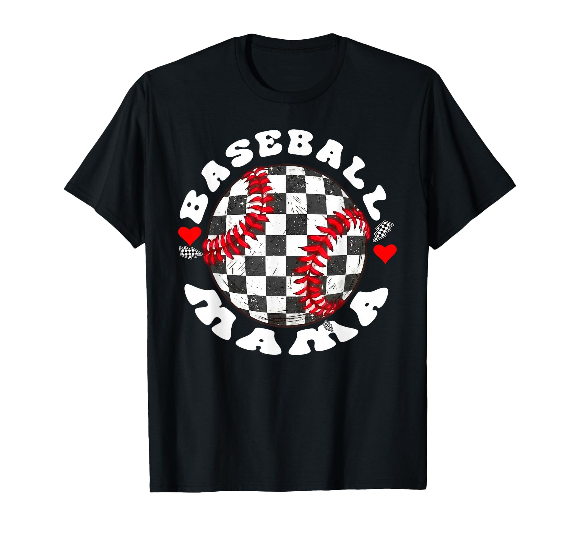 Baseball Mama Checkerboard Ball T-Shirt - Casual Everyday Wear Men Women - T-Shirt, Sweatshirt, Hoodie