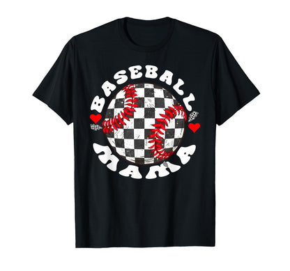 Baseball Mama Checkerboard Ball T-Shirt - Casual Everyday Wear Men Women - T-Shirt, Sweatshirt, Hoodie