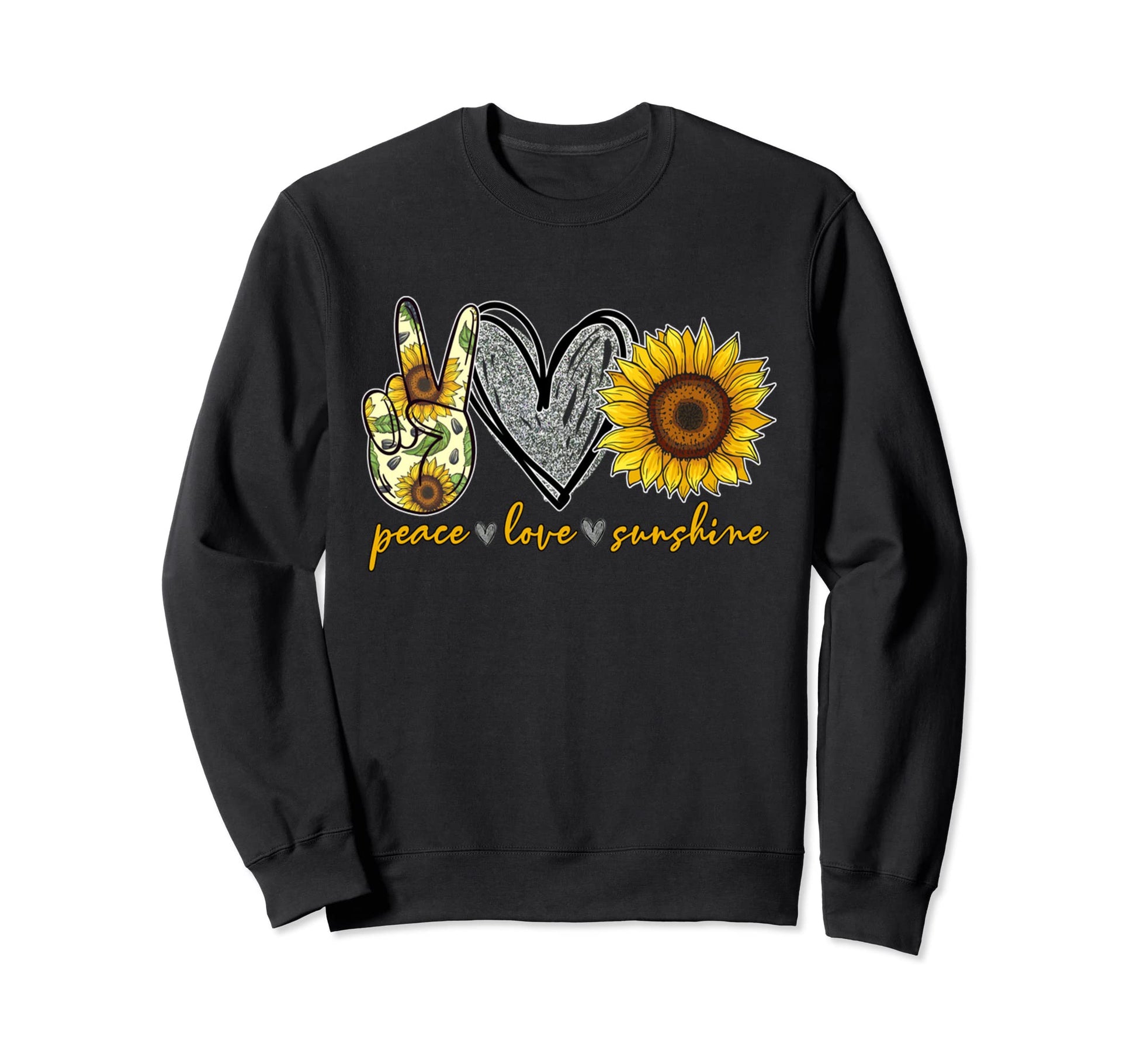 Peace Love Sunshine Sunflower Sweatshirt - Trendy Graphic for Adults - T-Shirt, Sweatshirt, Hoodie