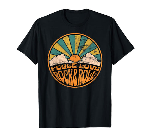 Peace Love Rock And Roll 70S Sunset T-Shirt - Custom Art Print for Adults - T-Shirt, Sweatshirt, Hoodie