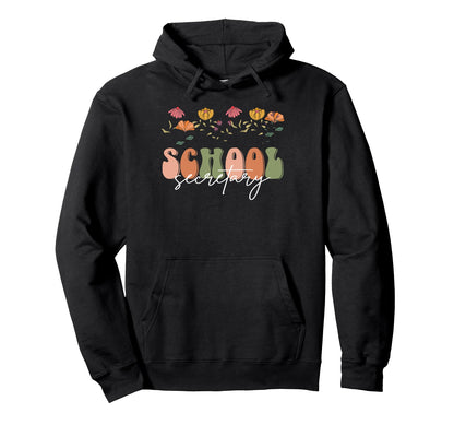 Boho Floral School Secretary Gift Hoodie - Aesthetic Graphic for Adults - T-Shirt, Sweatshirt, Hoodie