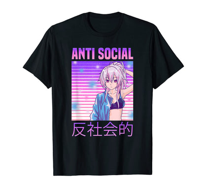 Anti Social Japanese Text Aesthetic T-Shirt - Novelty Apparel Men Women - T-Shirt, Sweatshirt, Hoodie