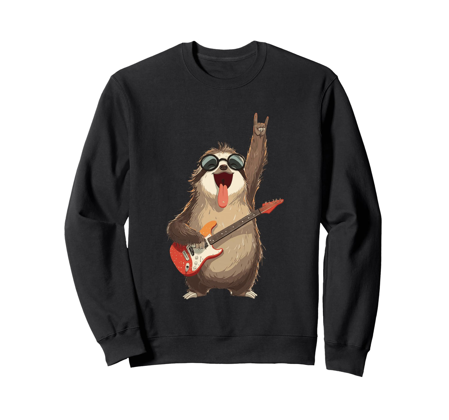 Funny Sloth Guitarist Rock Music Sweatshirt - Streetwear Style for Adults - T-Shirt, Sweatshirt, Hoodie