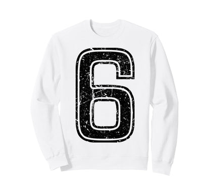 Black Sports Team Number 6 Sweatshirt - Aesthetic Graphic Unisex - T-Shirt, Sweatshirt, Hoodie