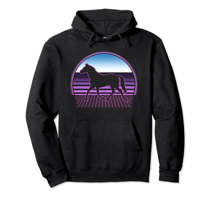 Horse Riding 80S Vaporwave Aesthetic Horse Hoodie - Novelty Apparel Unisex - T-Shirt, Sweatshirt, Hoodie