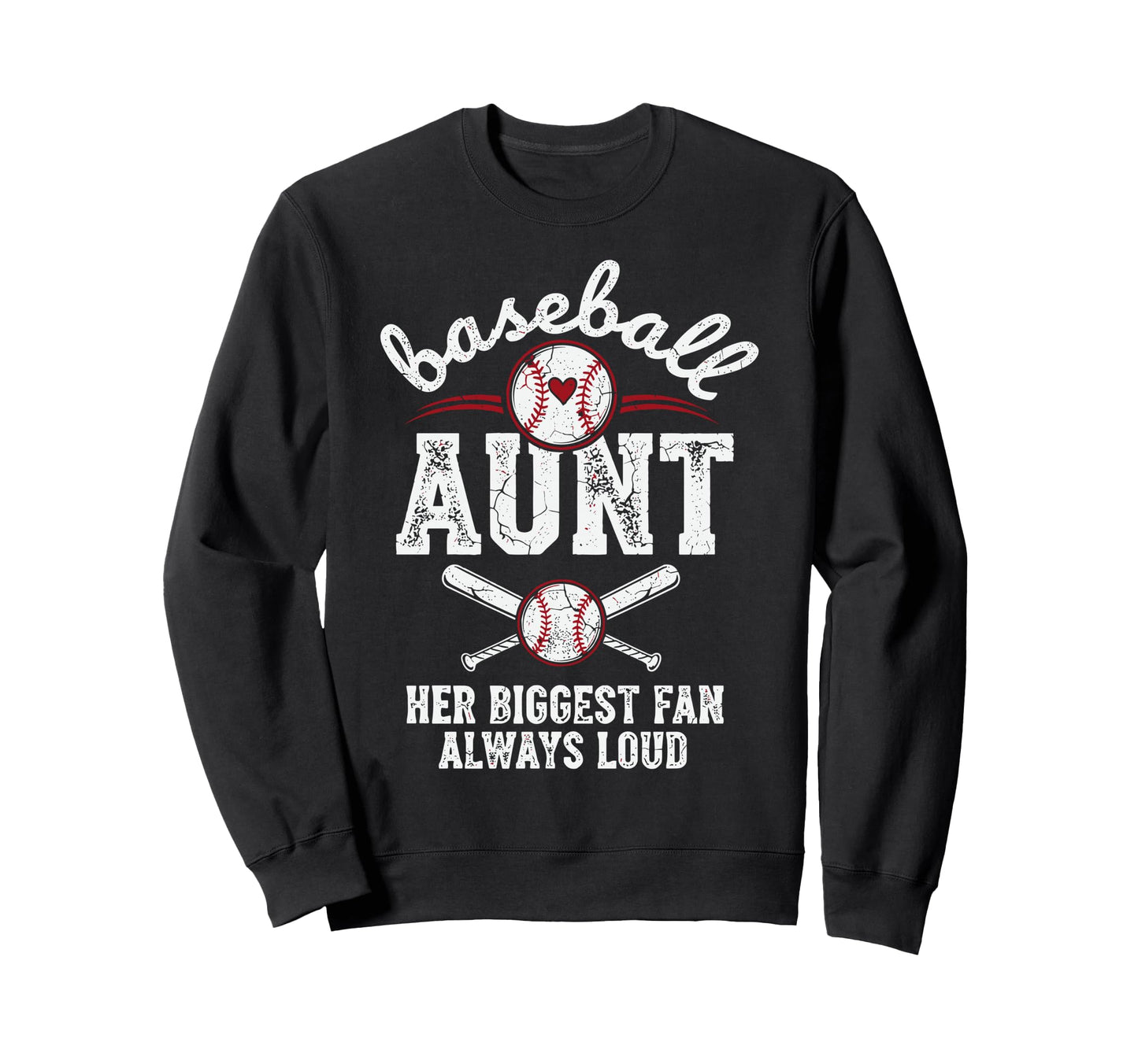 Baseball Aunt Biggest Fan Sweatshirt - Unique Graphic Men Women - T-Shirt, Sweatshirt, Hoodie