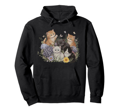 Kitten Botanical Cats Floral Hoodie - Custom Art Print for Adults - T-Shirt, Sweatshirt, Hoodie