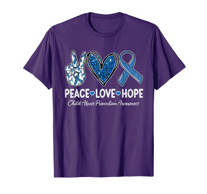 Peace Love Hope Child Abuse Prevention T-Shirt - Fun Novelty Design Unisex - T-Shirt, Sweatshirt, Hoodie