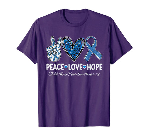 Peace Love Hope Child Abuse Prevention T-Shirt - Fun Novelty Design Unisex - T-Shirt, Sweatshirt, Hoodie