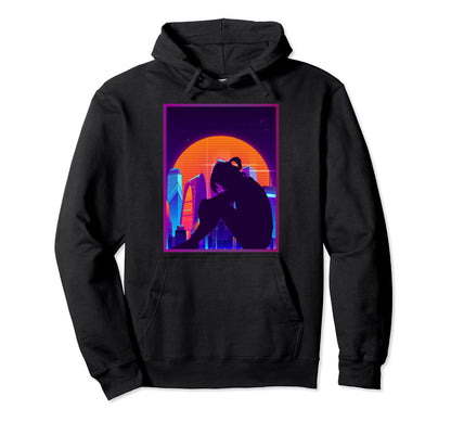 Sad Anime Japanese Aesthetic Vaporwave Hoodie - Streetwear Style Unisex - T-Shirt, Sweatshirt, Hoodie
