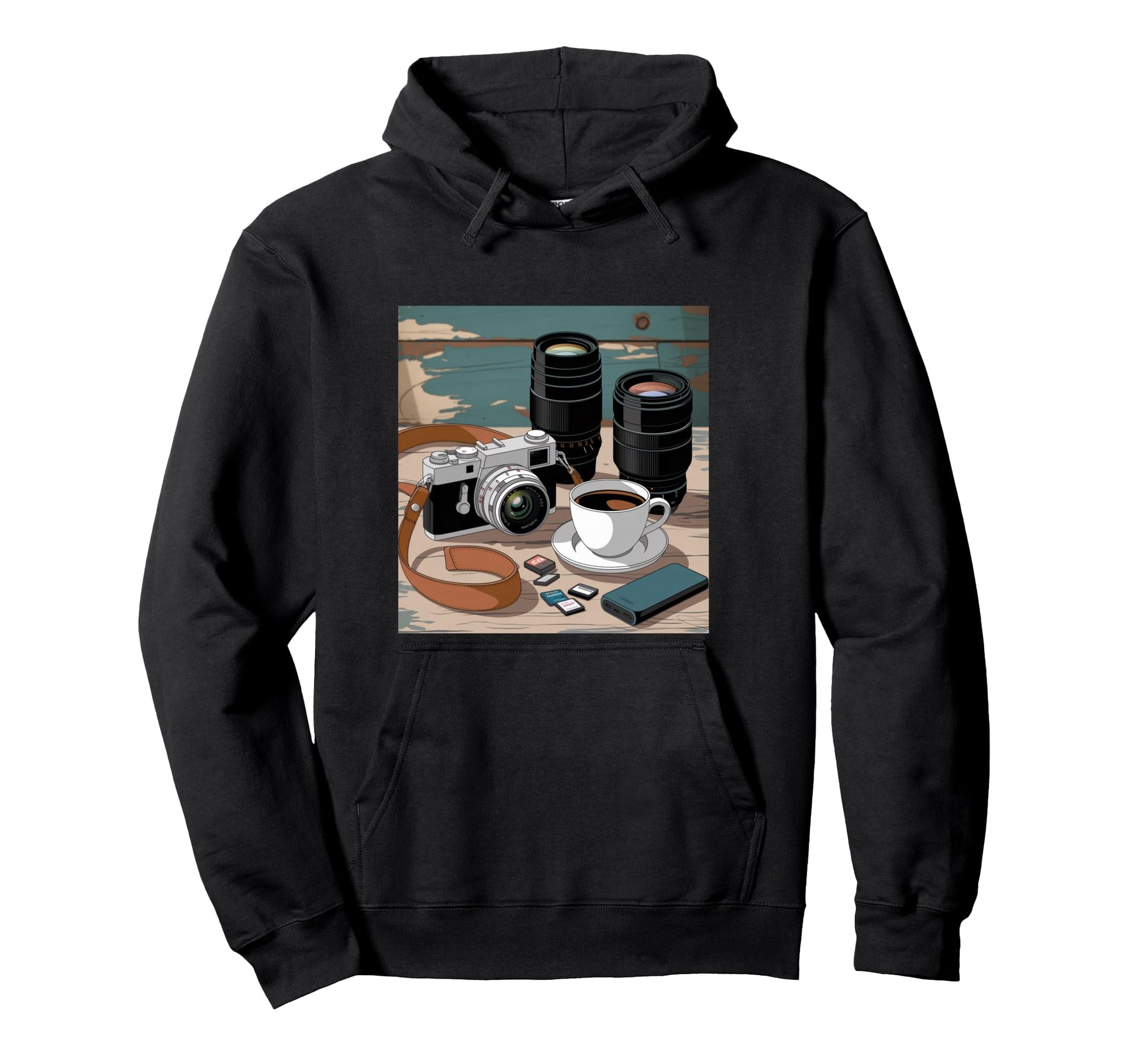 Film Camera And Coffee Lover Camera Lenses Hoodie - Graphic Print Unisex - T-Shirt, Sweatshirt, Hoodie