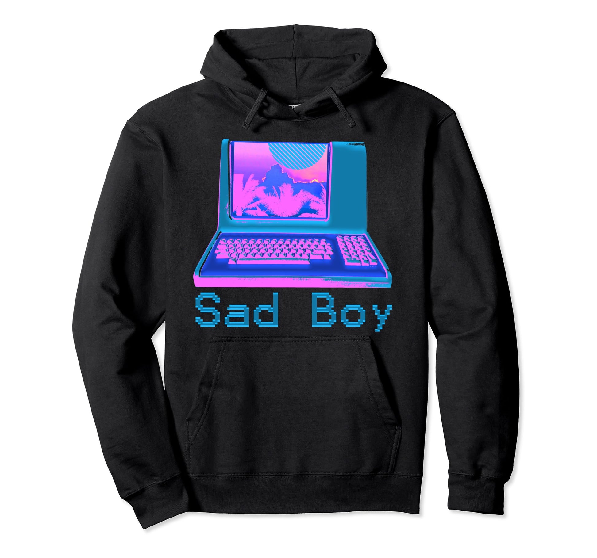Vaporwave Aesthetic Sad Computer Hoodie - Fun Novelty Design for Adults - T-Shirt, Sweatshirt, Hoodie