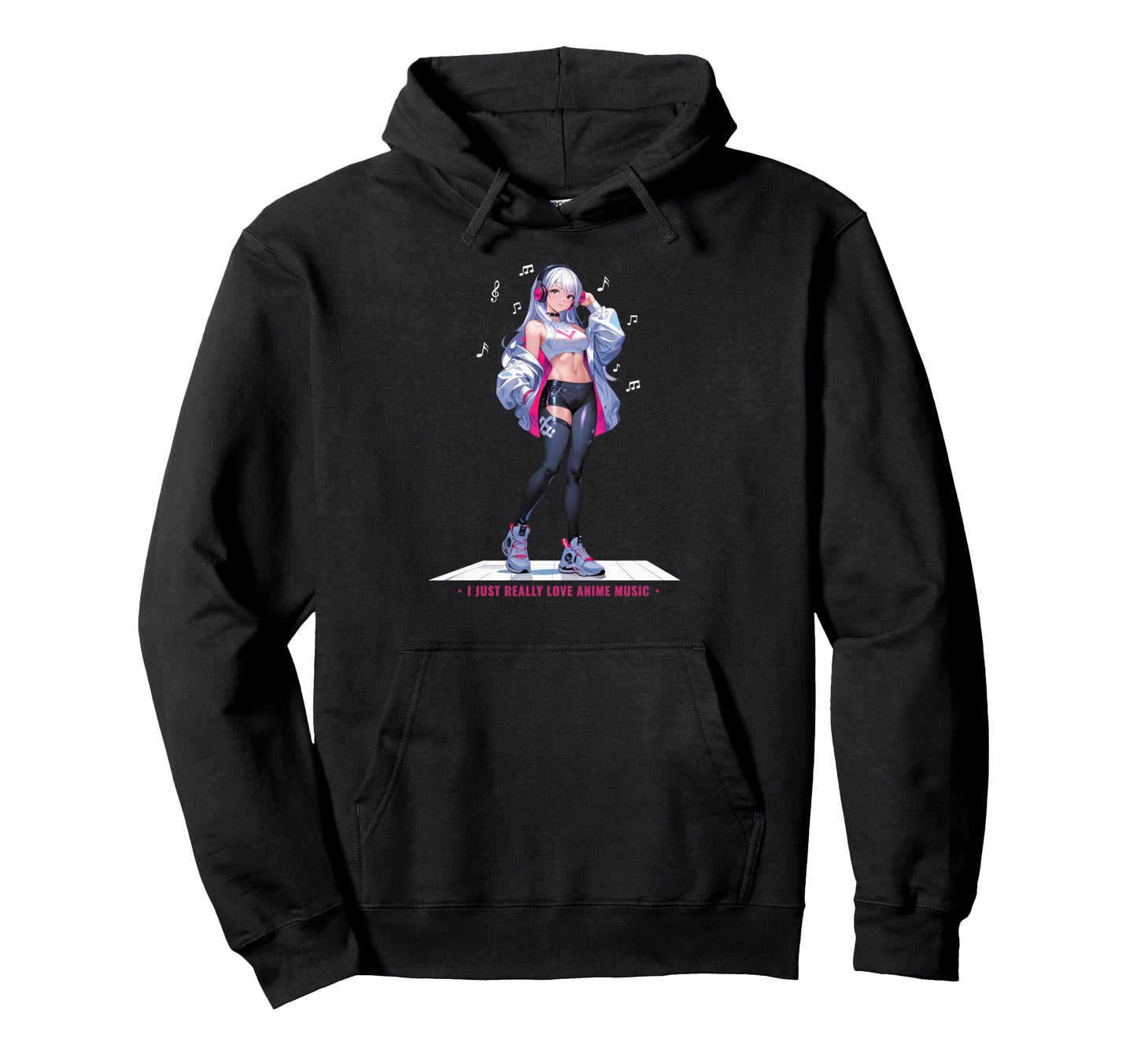 Kawaii Anime Listening To Music Hoodie - Casual Everyday Wear Men Women - T-Shirt, Sweatshirt, Hoodie