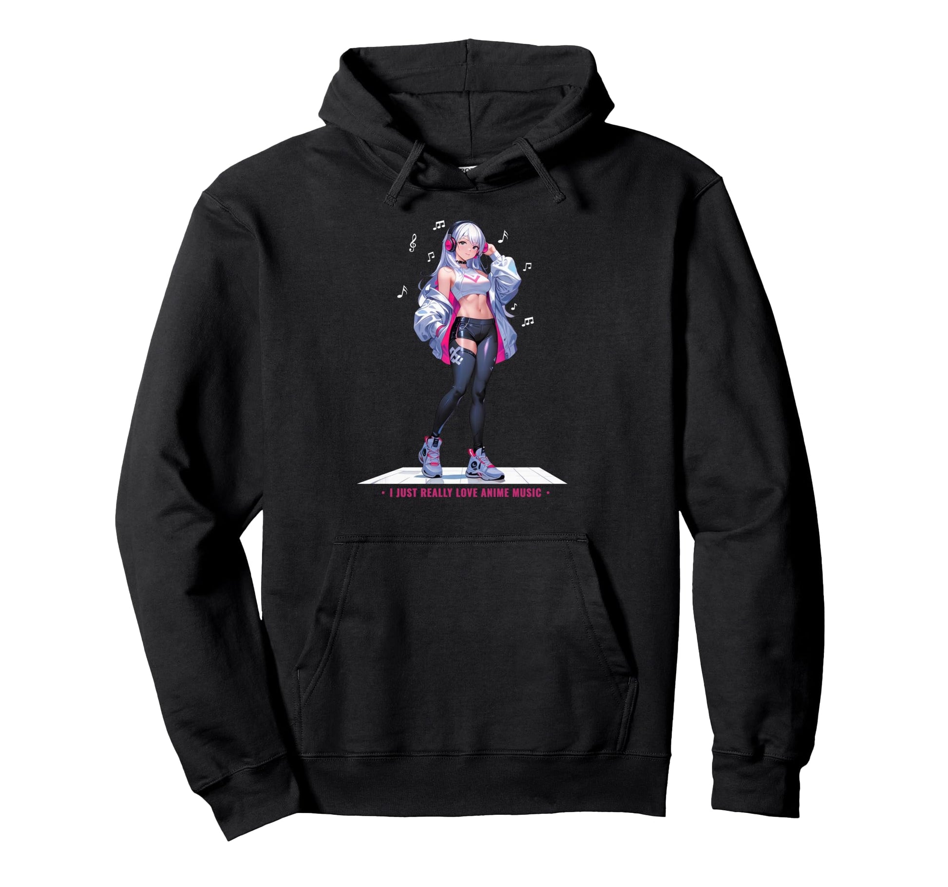 Kawaii Anime Listening To Music Hoodie - Casual Everyday Wear Men Women - T-Shirt, Sweatshirt, Hoodie