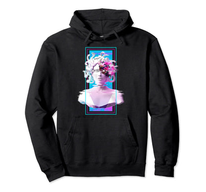 Vaporwave Medusa Statue Aesthetic Art Hoodie - Trendy Graphic Unisex - T-Shirt, Sweatshirt, Hoodie