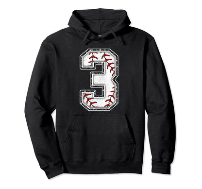 3 Years Old Birthday Baseball Theme Three Hoodie - Novelty Apparel Unisex - T-Shirt, Sweatshirt, Hoodie