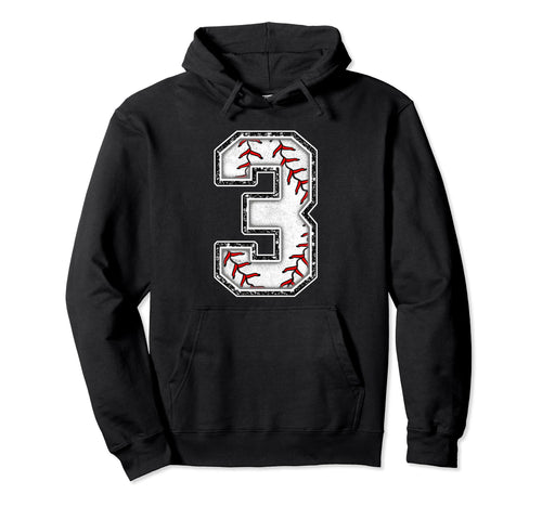 3 Years Old Birthday Baseball Theme Three Hoodie - Novelty Apparel Unisex - T-Shirt, Sweatshirt, Hoodie