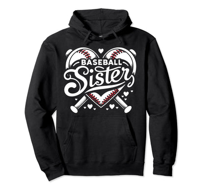 Baseball Sister Fan Heart Biggest Fan Hoodie - Custom Art Print Men Women - T-Shirt, Sweatshirt, Hoodie