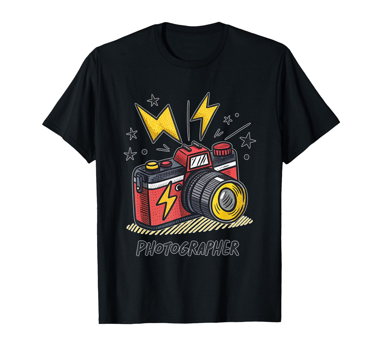 Photographer Camera Lightning Bolts T-Shirt - Trendy Graphic for Adults - T-Shirt, Sweatshirt, Hoodie