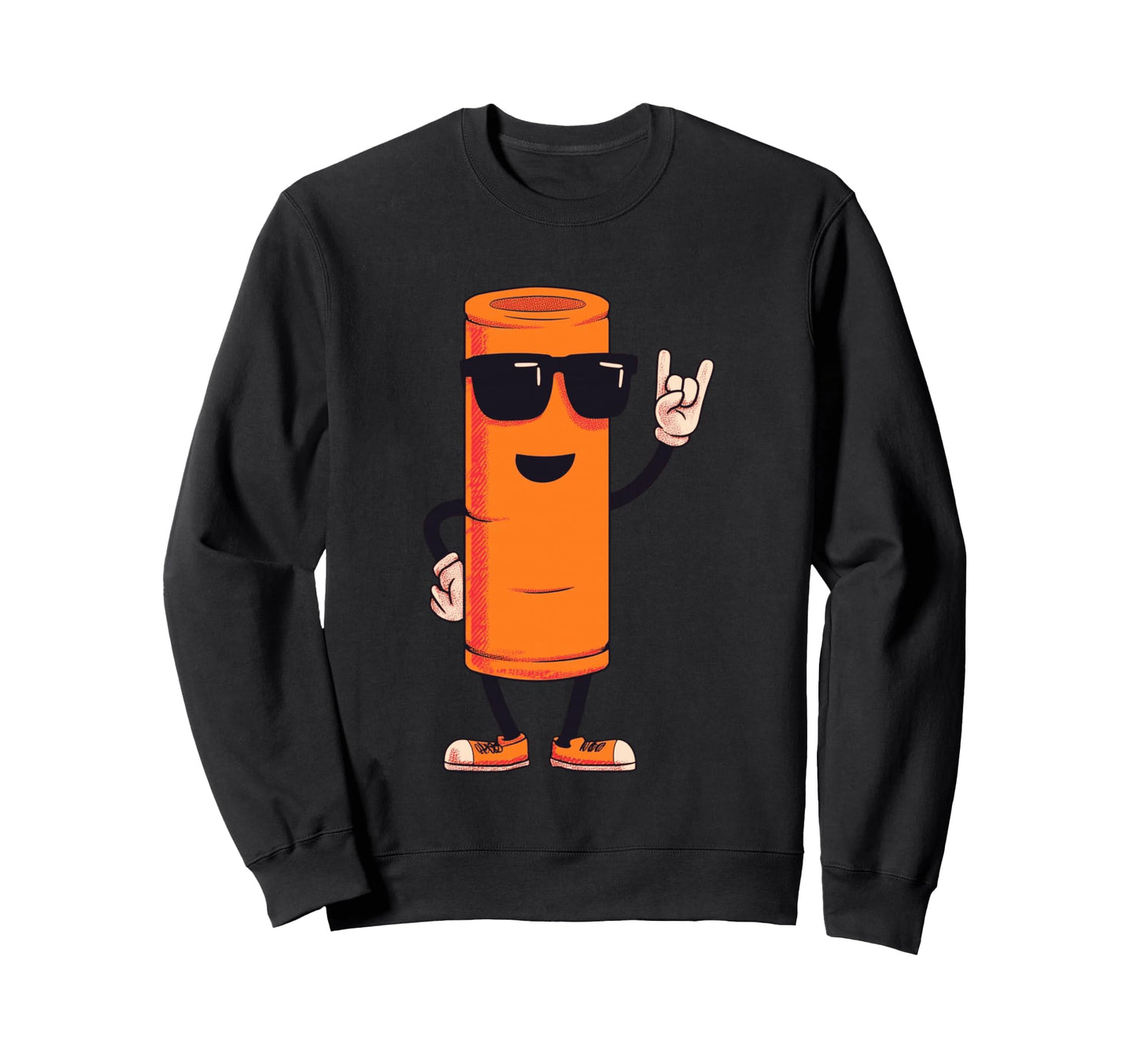 Orange Cylinder Mascot Rock Hand Sweatshirt - Minimalist Print Men Women - T-Shirt, Sweatshirt, Hoodie