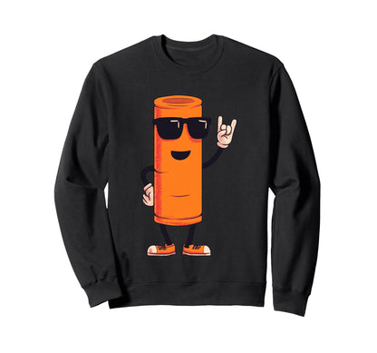 Orange Cylinder Mascot Rock Hand Sweatshirt - Minimalist Print Men Women - T-Shirt, Sweatshirt, Hoodie