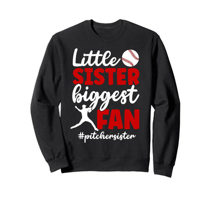 Little Sister Baseball Pitcher Sister Sweatshirt - Unique Graphic Unisex - T-Shirt, Sweatshirt, Hoodie