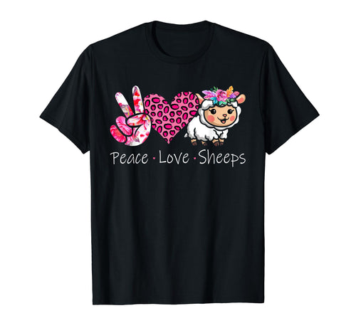 Peace Love Sheeps Peace Hand Sign Heart T-Shirt - Graphic Print Men Women - T-Shirt, Sweatshirt, Hoodie