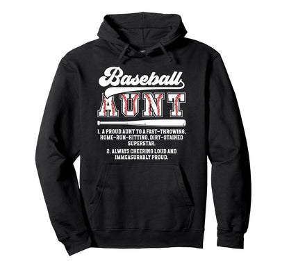 Baseball Aunt Baseball Player Hoodie - Casual Everyday Wear for Adults - T-Shirt, Sweatshirt, Hoodie