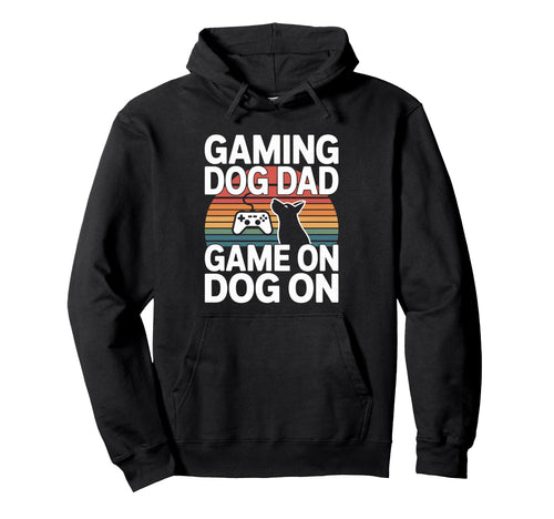 Funny Gaming Dog Dad Game Dog Controller Hoodie - Trendy Graphic Men Women - T-Shirt, Sweatshirt, Hoodie