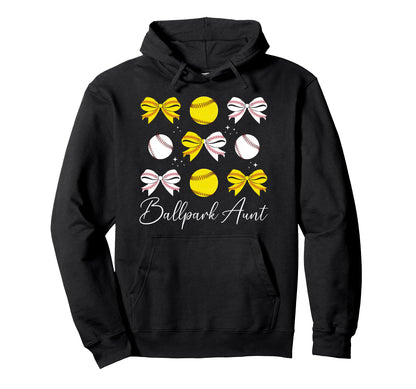 Ballpark Aunt Coquette Softball Baseball Hoodie - Trendy Graphic Unisex - T-Shirt, Sweatshirt, Hoodie