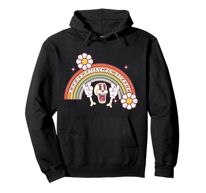 Everything Is Awful Happy Skeleton Hoodie - Minimalist Print for Adults - T-Shirt, Sweatshirt, Hoodie