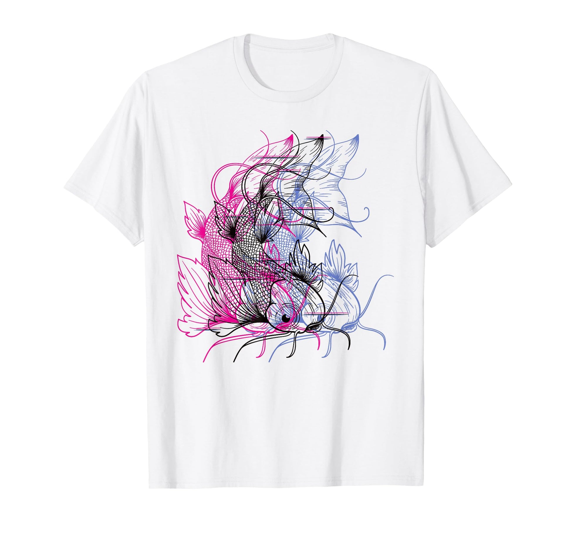 Glitch Effect Japanese Koi Fish T-Shirt - Aesthetic Graphic Unisex - T-Shirt, Sweatshirt, Hoodie