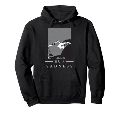 Anime Sad Japanese Art Aesthetic Hoodie - Streetwear Style Men Women - T-Shirt, Sweatshirt, Hoodie
