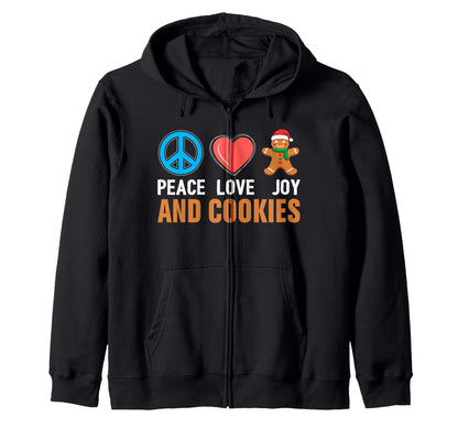 Peace Love Joy And Cookies Heart T-Shirt - Novelty Apparel Unisex - T-Shirt, Sweatshirt, Hoodie