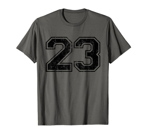 Number 23 Varsity Distressed Sport Team T-Shirt - Novelty Apparel Unisex - T-Shirt, Sweatshirt, Hoodie