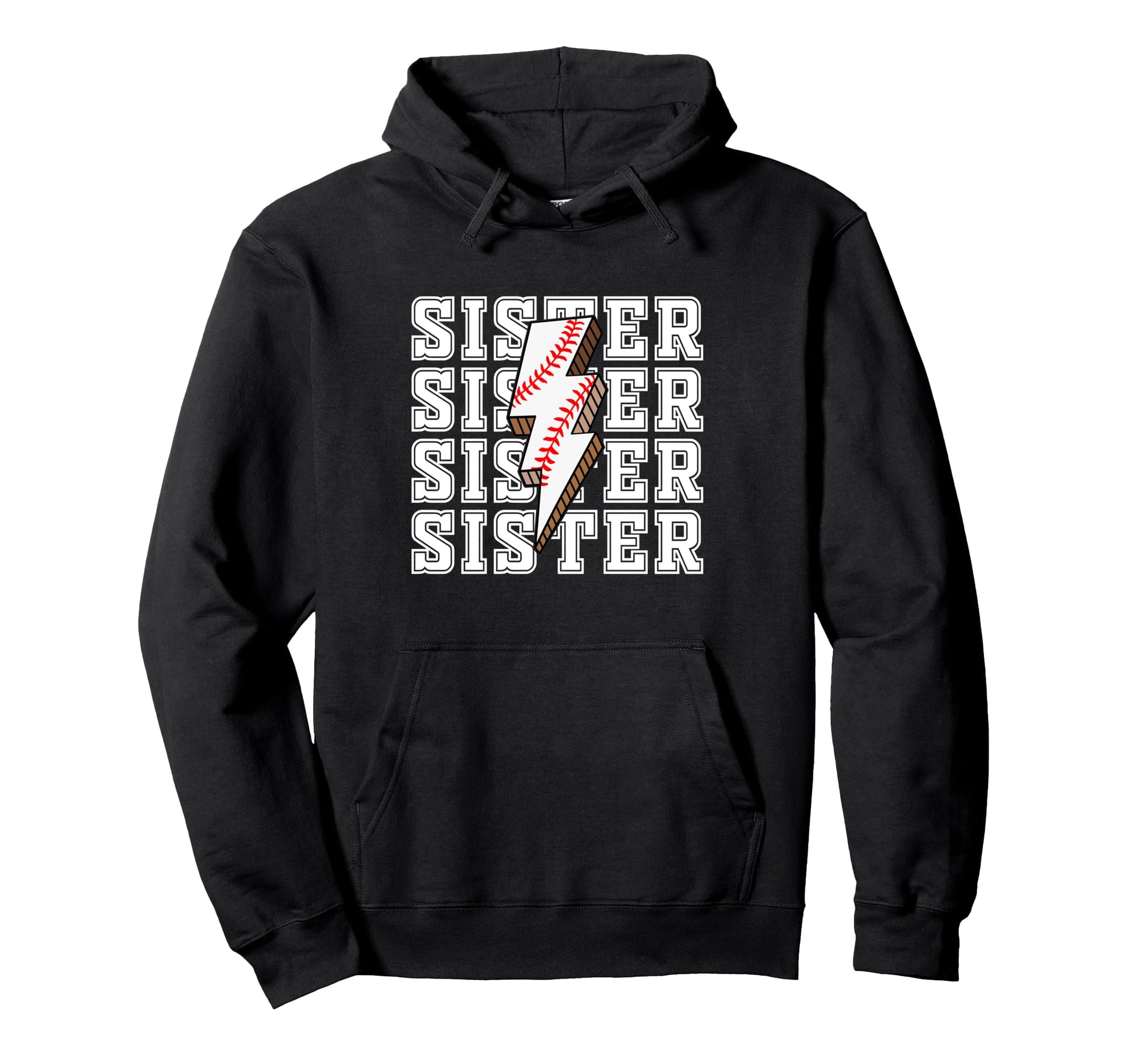 Sister Baseball Lightning Bolt Sports Hoodie - Minimalist Print Unisex - T-Shirt, Sweatshirt, Hoodie