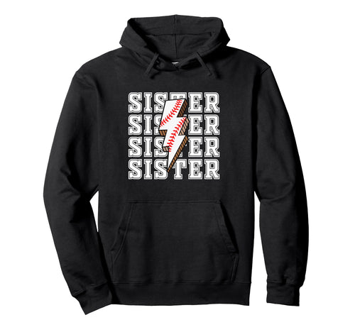 Sister Baseball Lightning Bolt Sports Hoodie - Minimalist Print Unisex - T-Shirt, Sweatshirt, Hoodie