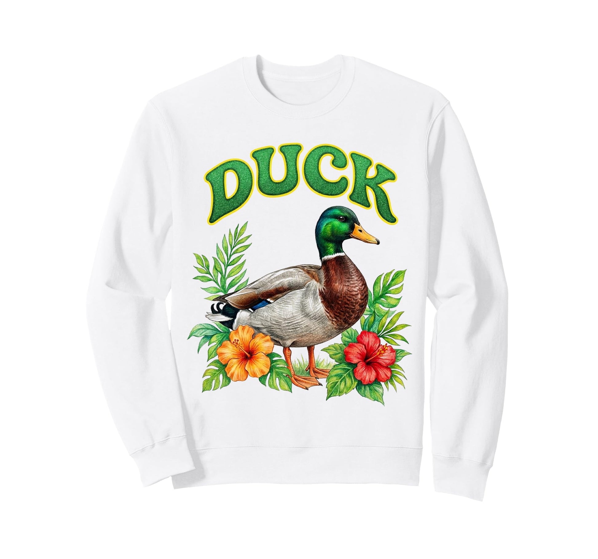 Duck Groovy Floral Duck Watercolor Sweatshirt - Aesthetic Graphic Unisex - T-Shirt, Sweatshirt, Hoodie